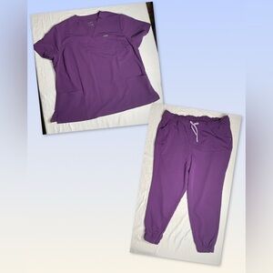 Jaanuu Scrub Set Top & Joggers 2XL XXL Purple Eggplant NWOT